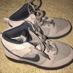 Gray and Black Nike shoes
